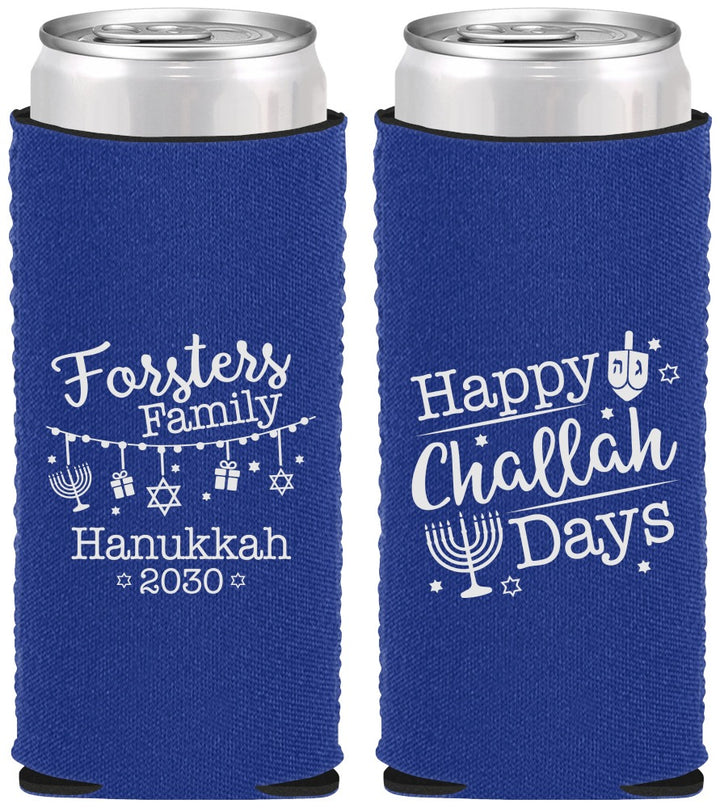 Custom Hanukkah Neoprene Slim Can Coolers - Challah Days | 270004