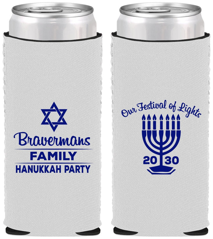 Custom Hanukkah Neoprene Slim Can Coolers - Festival Of Lights | 270005