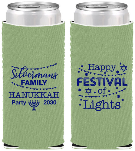 Custom Hanukkah Neoprene Slim Can Coolers - Festival Of Lights | 270006