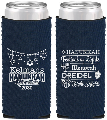 Custom Hanukkah Neoprene Slim Can Coolers - Festival Of Lights | 270007