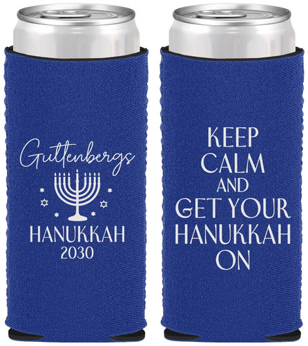 Custom Hanukkah Neoprene Slim Can Coolers - Menorah | 270008
