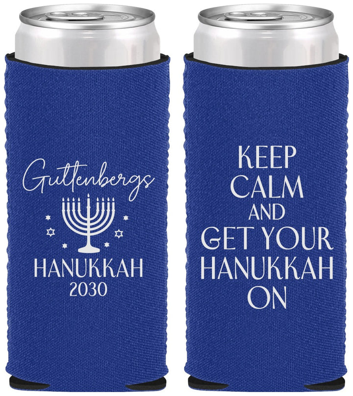 Custom Hanukkah Neoprene Slim Can Coolers - Menorah | 270008