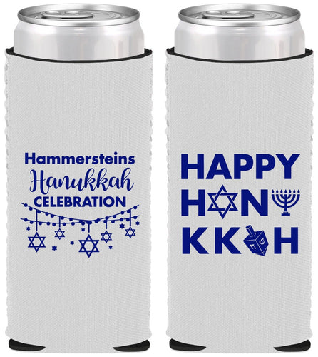 Custom Hanukkah Neoprene Slim Can Coolers - Jewish | 270009