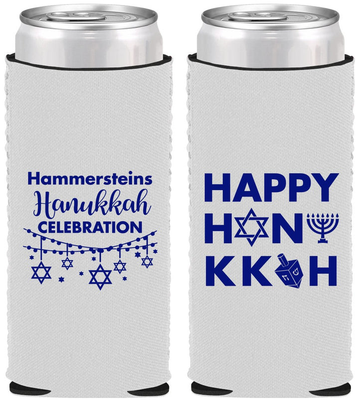 Custom Hanukkah Neoprene Slim Can Coolers - Jewish | 270009