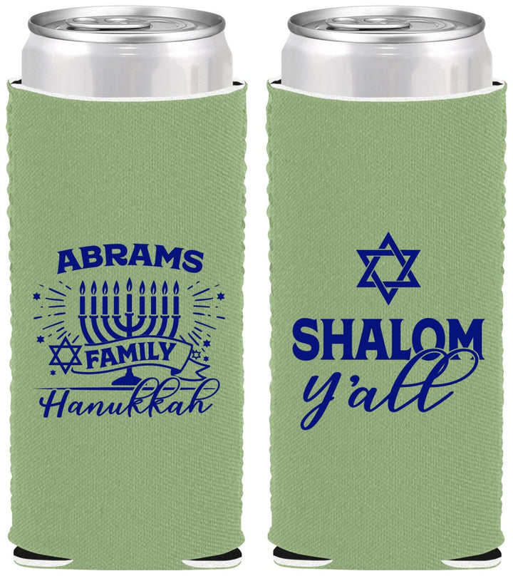 Custom Hanukkah Neoprene Slim Can Coolers - Shalom | 270014