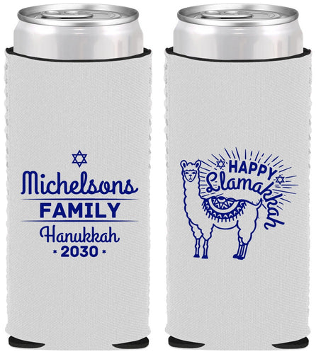 Custom Hanukkah Neoprene Slim Can Coolers - Llamakkah | 270017