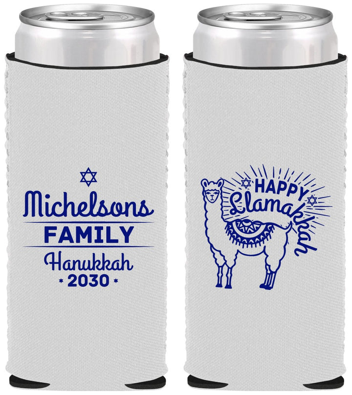 Custom Hanukkah Neoprene Slim Can Coolers - Llamakkah | 270017