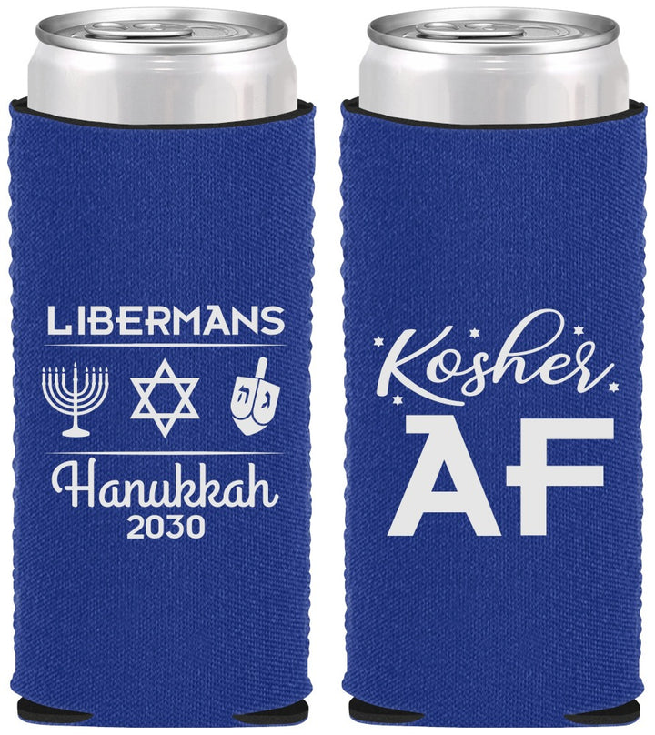 Custom Hanukkah Neoprene Slim Can Coolers - Menorah Dreidel | 270024