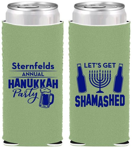 Custom Hanukkah Neoprene Slim Can Coolers - Menorah | 270026