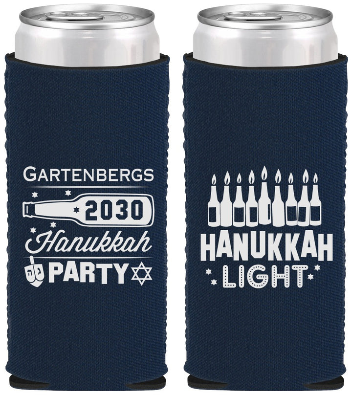 Custom Hanukkah Neoprene Slim Can Coolers - Menorah | 270027