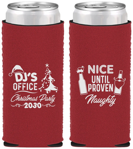 Custom Christmas Neoprene Slim Can Coolers - Naughty Or Nice | 280000