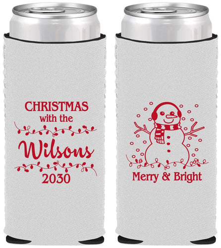 Custom Christmas Neoprene Slim Can Coolers - Snowman | 280002
