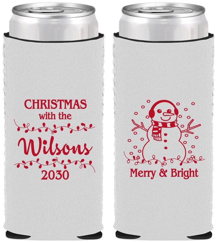 Custom Christmas Neoprene Slim Can Coolers - Snowman | 280002