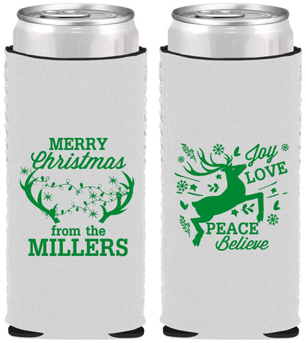 Custom Christmas Neoprene Slim Can Coolers - Reindeer | 280003