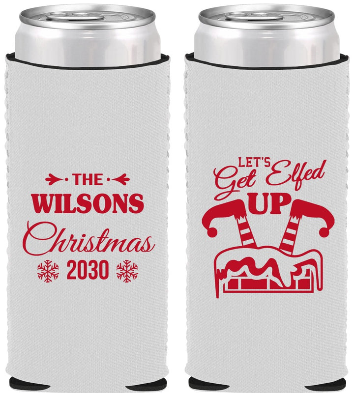 Custom Christmas Neoprene Slim Can Coolers - Lets Get Elfed Up | 280006