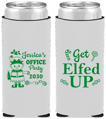 Custom Christmas Neoprene Slim Can Coolers - Lets Get Elfed Up | 280007