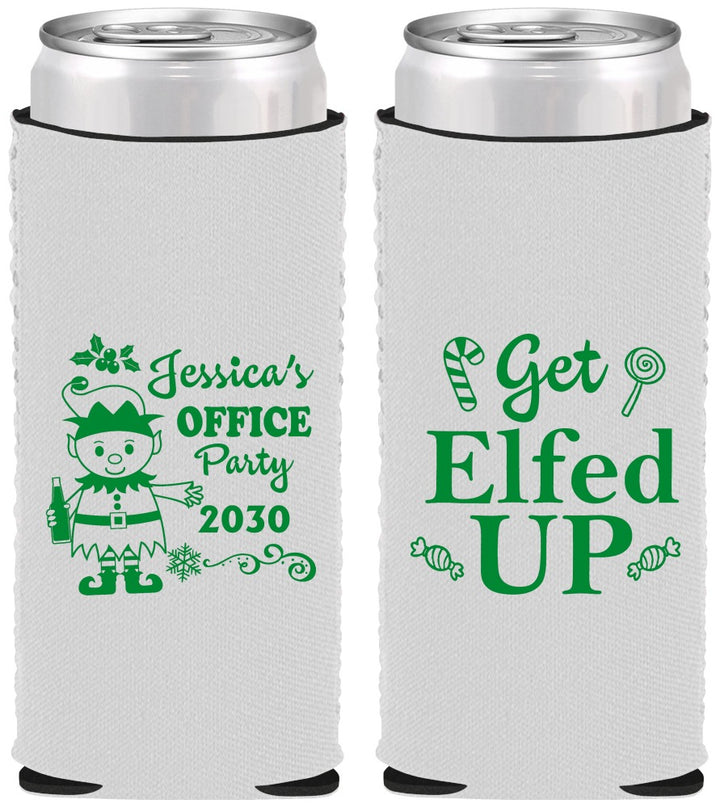 Custom Christmas Neoprene Slim Can Coolers - Lets Get Elfed Up | 280007