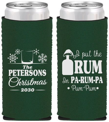 Custom Christmas Neoprene Slim Can Coolers - Pa Rum Pa | 280013