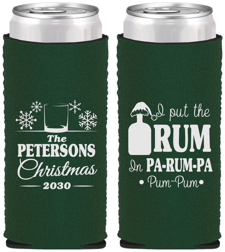 Custom Christmas Neoprene Slim Can Coolers - Pa Rum Pa | 280013