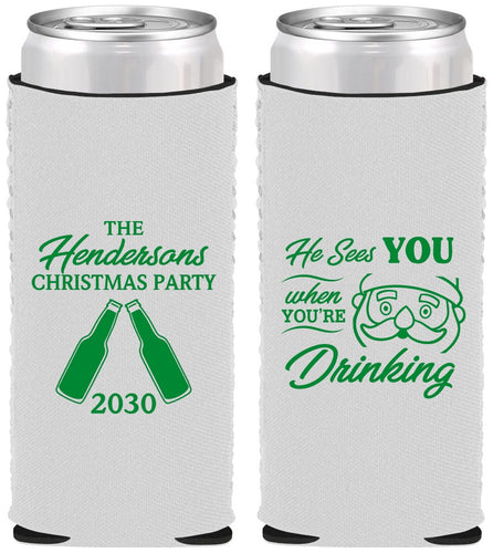 Custom Christmas Neoprene Slim Can Coolers - Santa | 280015