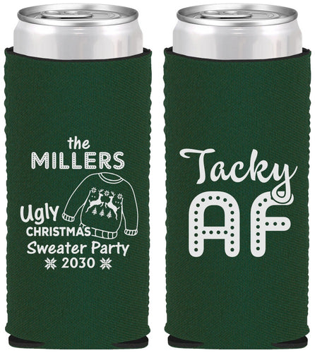 Custom Christmas Neoprene Slim Can Coolers - Tacky Af | 280017