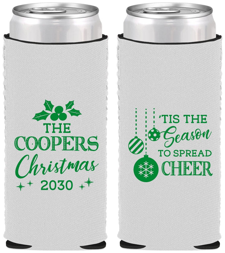 Custom Christmas Neoprene Slim Can Coolers - Tis The Season | 280027