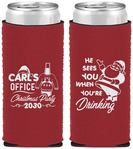 Custom Christmas Neoprene Slim Can Coolers - Santa Claus | 280028