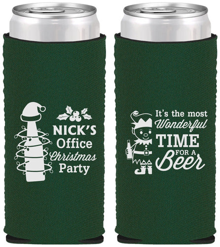 Custom Christmas Neoprene Slim Can Coolers - Elf | 280029