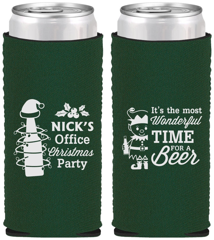 Custom Christmas Neoprene Slim Can Coolers - Elf | 280029