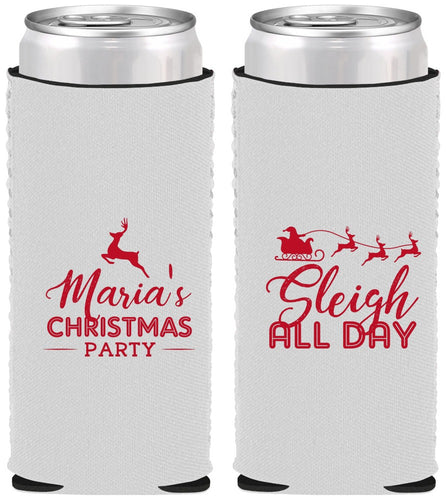 Custom Christmas Neoprene Slim Can Coolers - Sleigh All Day | 280030