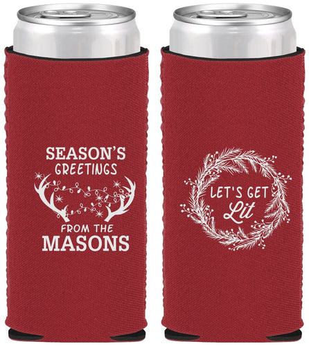 Custom Christmas Neoprene Slim Can Coolers - Lets Get Lit | 280032