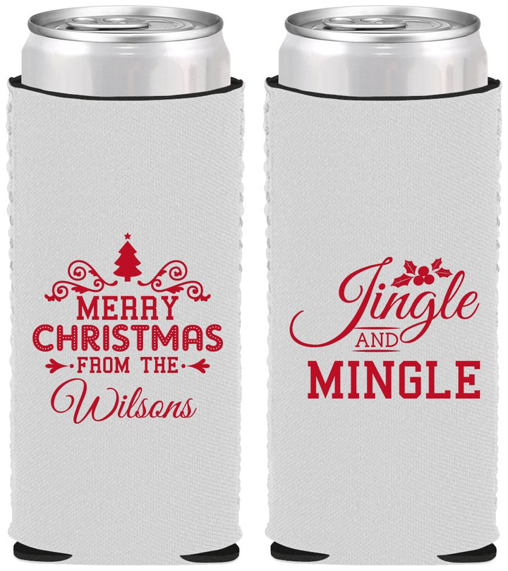 Custom Christmas Neoprene Slim Can Coolers - Jingle And Mingle | 280034