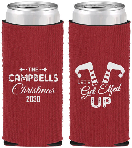 Custom Christmas Neoprene Slim Can Coolers - Lets Get Elfed Up | 280036