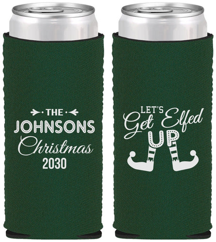 Custom Christmas Neoprene Slim Can Coolers - Lets Get Elfed Up | 280037