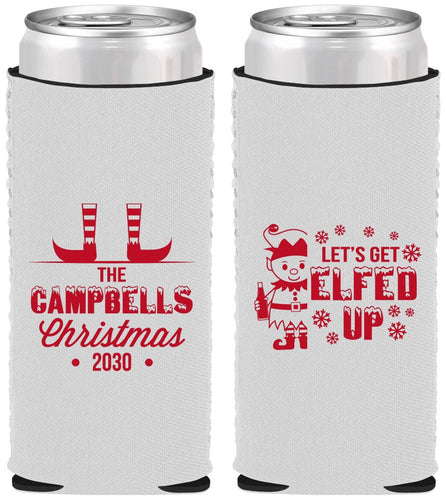 Custom Christmas Neoprene Slim Can Coolers - Lets Get Elfed Up | 280038