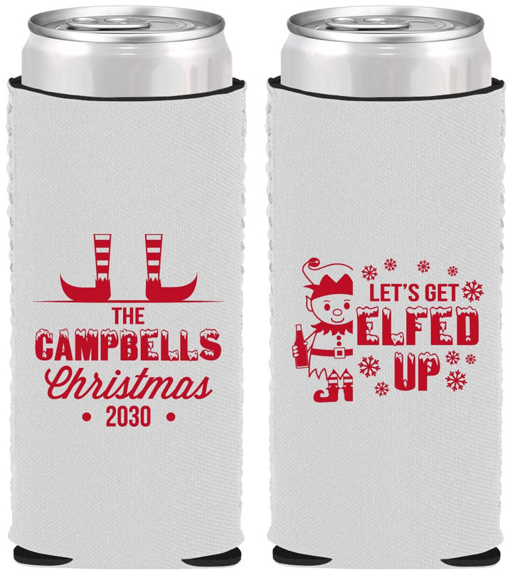 Custom Christmas Neoprene Slim Can Coolers - Lets Get Elfed Up | 280038