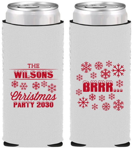 Custom Christmas Neoprene Slim Can Coolers - Snowflakes | 280042