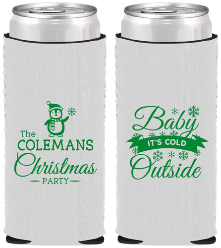Custom Christmas Neoprene Slim Can Coolers - Cold Outside | 280043
