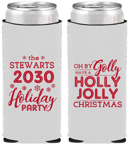 Custom Christmas Neoprene Slim Can Coolers - Holly Jolly | 280046