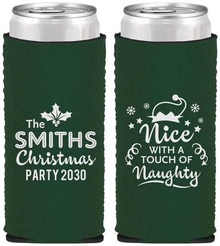Custom Christmas Neoprene Slim Can Coolers - Touch Of Naughty | 280049