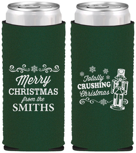Custom Christmas Neoprene Slim Can Coolers - Snowflakes | 280053