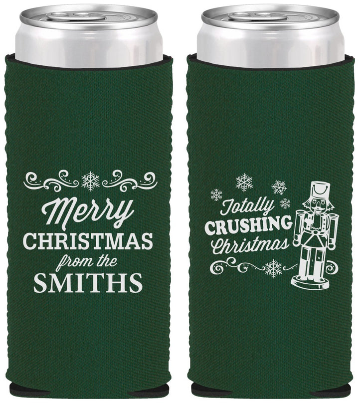Custom Christmas Neoprene Slim Can Coolers - Snowflakes | 280053