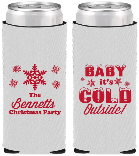 Custom Christmas Neoprene Slim Can Coolers - Joy To The World | 280054