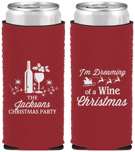 Custom Christmas Neoprene Slim Can Coolers - Bah Hum Bug | 280056