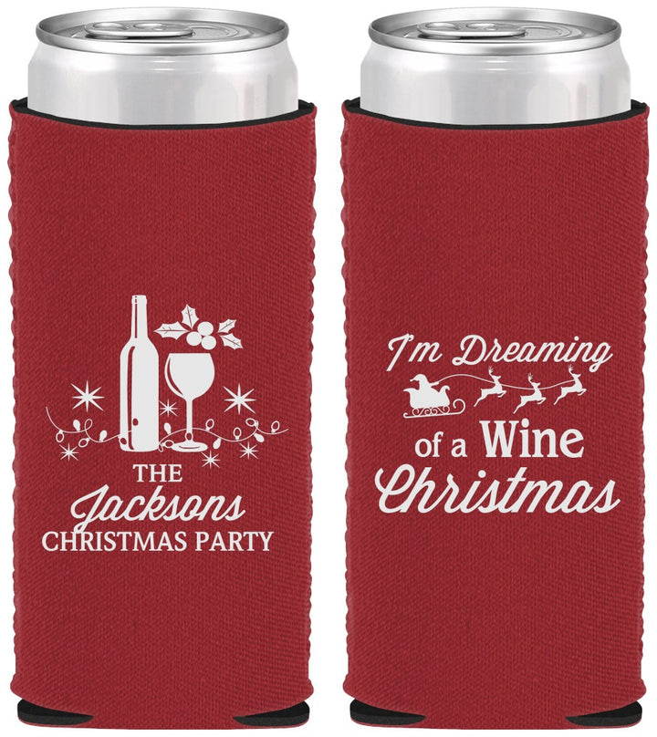 Custom Christmas Neoprene Slim Can Coolers - Bah Hum Bug | 280056