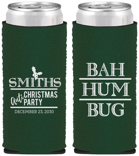 Custom Christmas Neoprene Slim Can Coolers - Bah Hum Bug | 280057