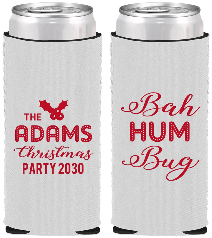 Custom Christmas Neoprene Slim Can Coolers - Bah Hum Bug | 280058
