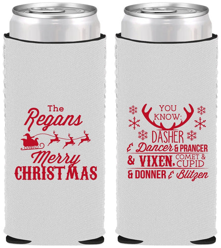 Custom Christmas Neoprene Slim Can Coolers - Reindeer | 280062