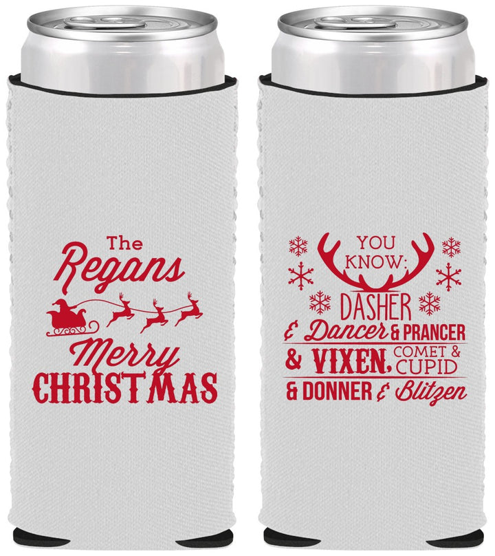 Custom Christmas Neoprene Slim Can Coolers - Reindeer | 280062
