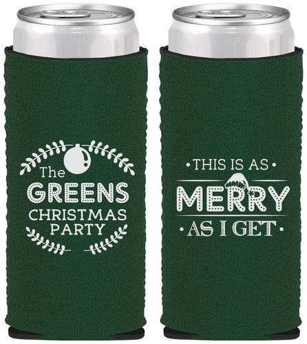 Custom Christmas Neoprene Slim Can Coolers - Merry As I Get | 280065